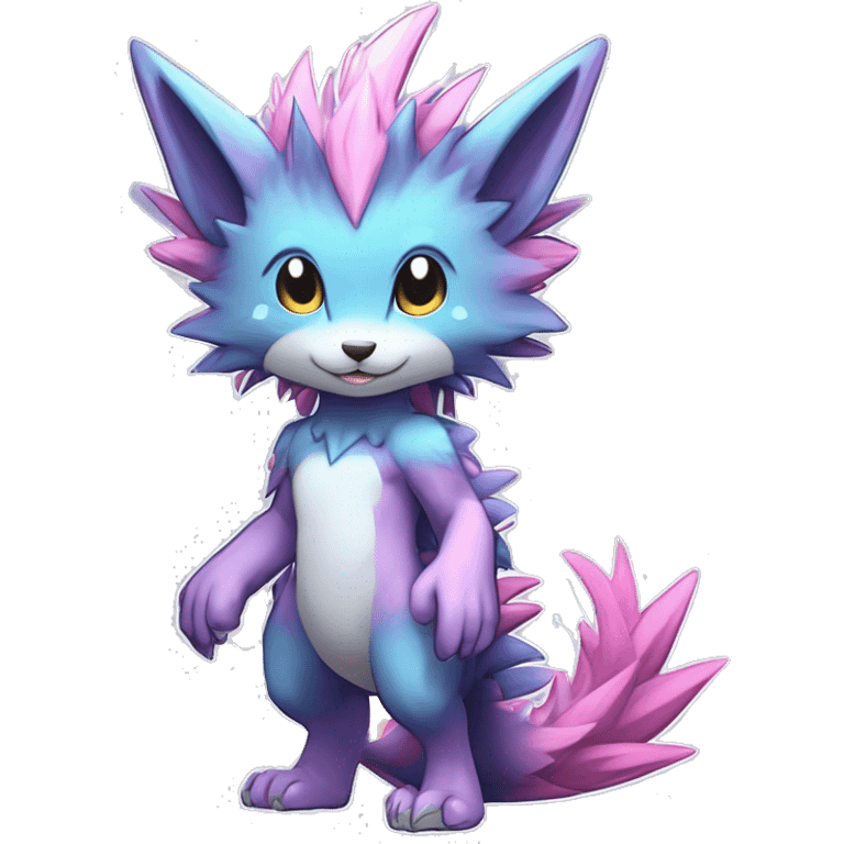 Anthro Scalie Spiky Cool Edgy Magical Shiny Colorful Pastel Sparkle Kemono-style Chibi Fantasy-Animal-Fakémon-Pokémon-Hybrid Fur Sona Aesthetic Full Body emoji