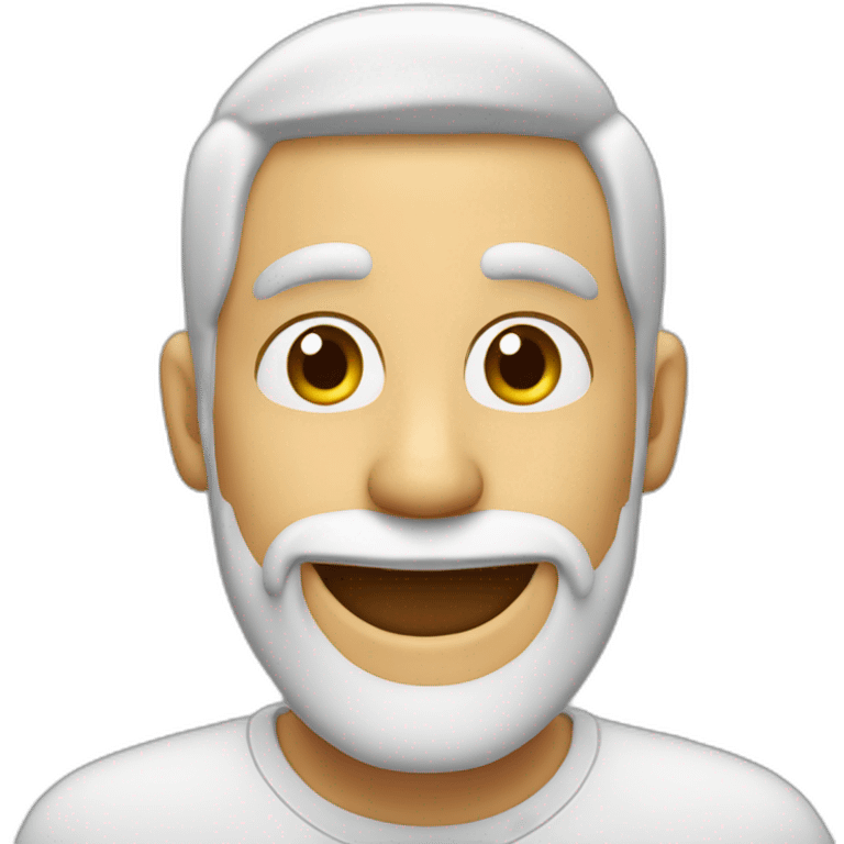 Hombre sin pelo con barba blanca sonriendo emoji