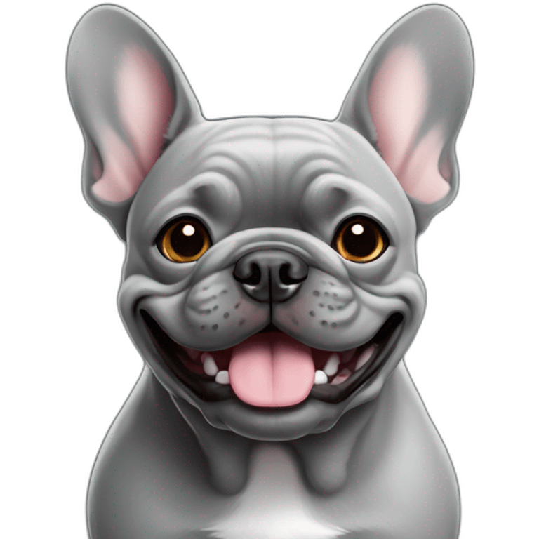 smiling dark grey french bulldog emoji