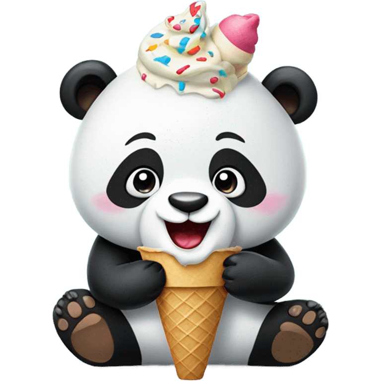 Panda eating ice cream emoji