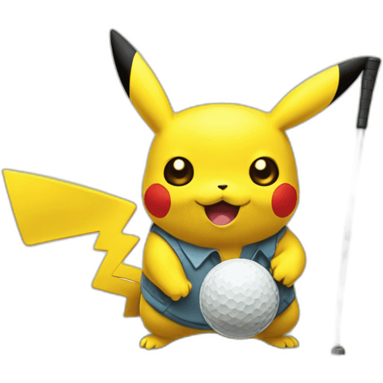 Pikachu playing golf emoji