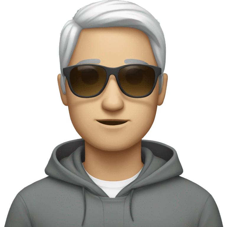 White Person in grey hoodie wearing sunglasses emoji