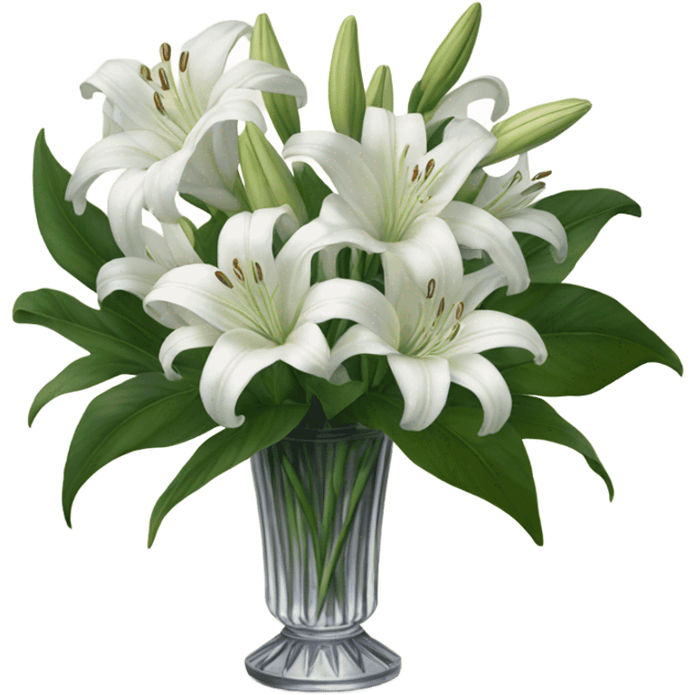 White lily bouquet in a vintage crystal vase  emoji