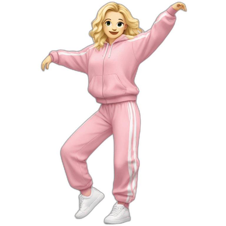 dancing-fair-haired-white-girl-pink-oversize-tracksuit emoji