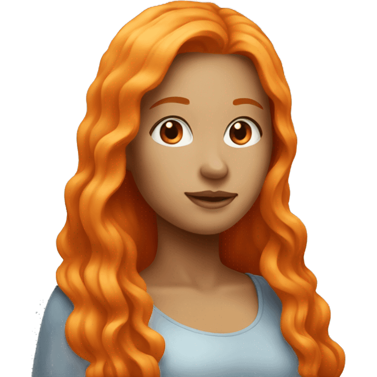 Clean Girl With orange long hair  emoji