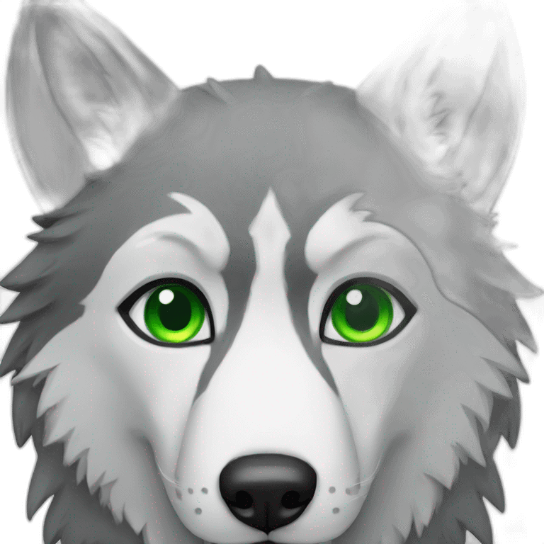 wolf with green eyes emoji