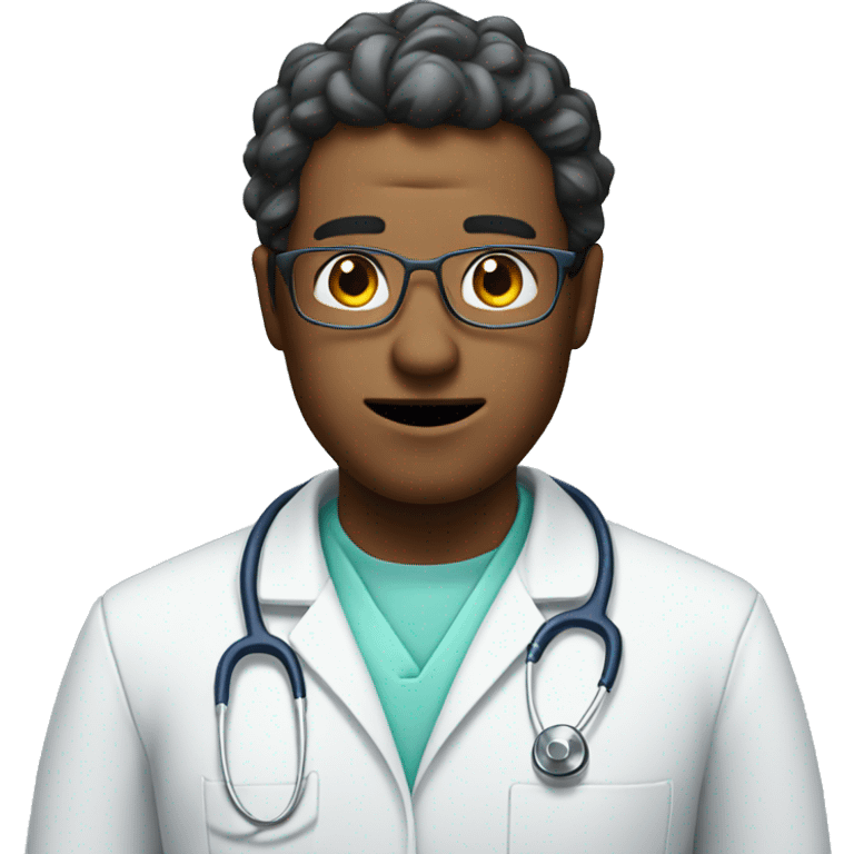  a doctor wearing only a scrub with a silly face expression emoji