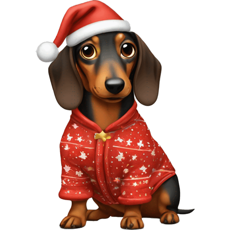 wiener dog in Christmas pajamas emoji