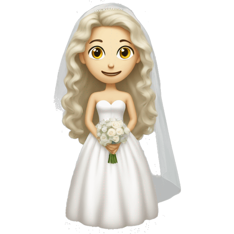 White girl bride long fluffy dress and long veil emoji