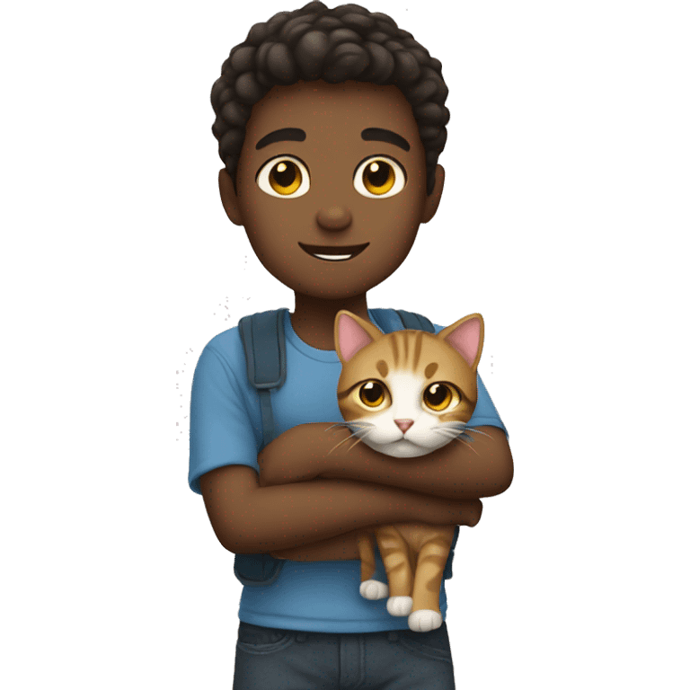 Boy with cat emoji