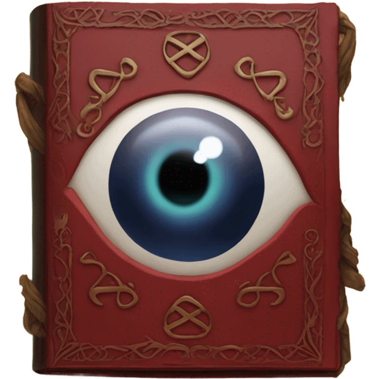 spell book that's red with eye in the middle with runes emoji