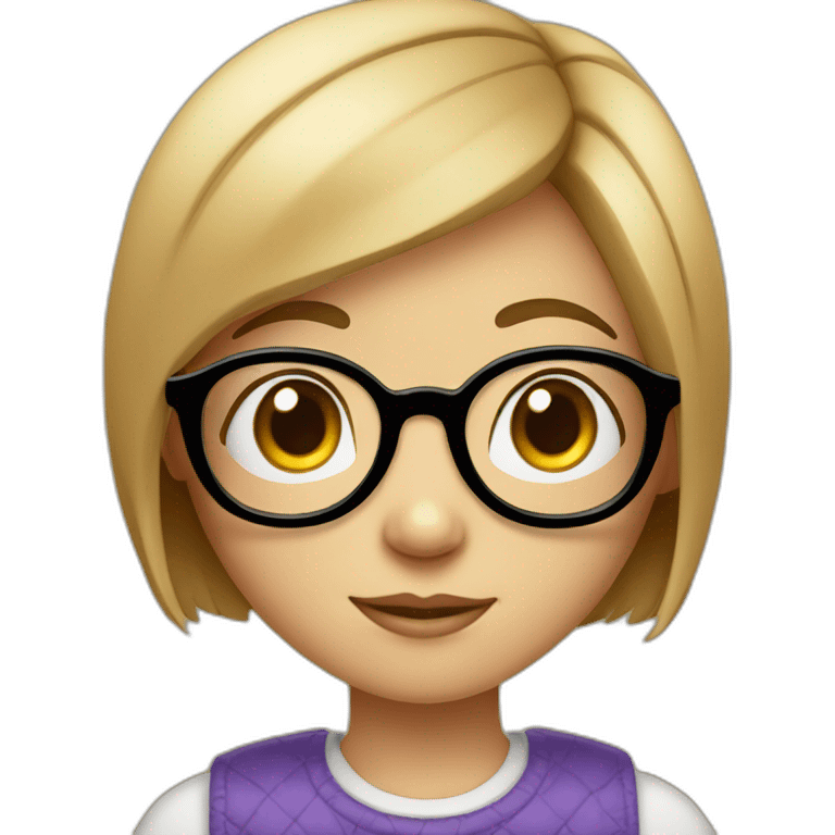 A girl with short hair with a big triangular nose, big eyes and spectacles  emoji