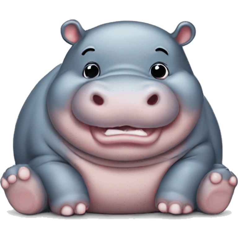 chubby baby hippo with a belly emoji