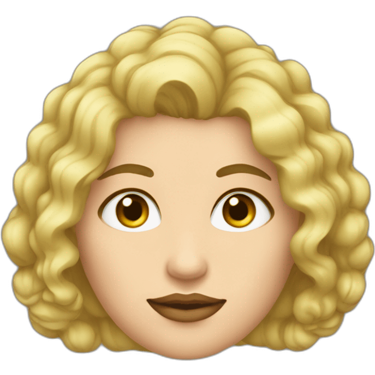 Mujer gordita pelo corto rizado rubio ojos grandes verdes emoji