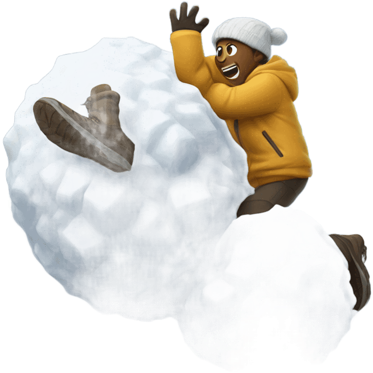 Guy rolling into a snowball down a mountain  emoji