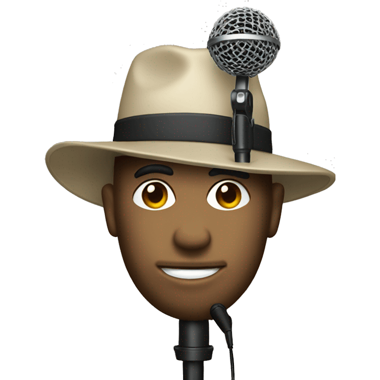 A person with hat and a classic microphone emoji