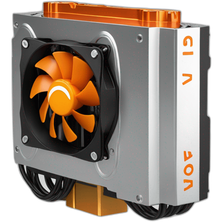 GPU with dark orange color fan and written novacash ai on it  emoji