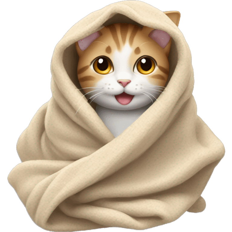 Little cat wrapped in a blanket emoji