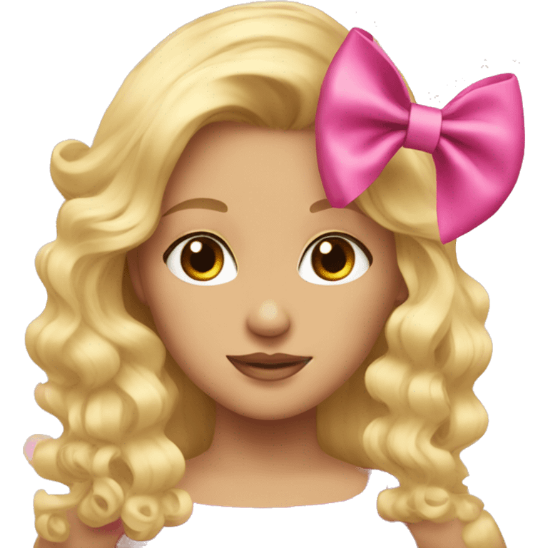 pink bow on blonde hair emoji