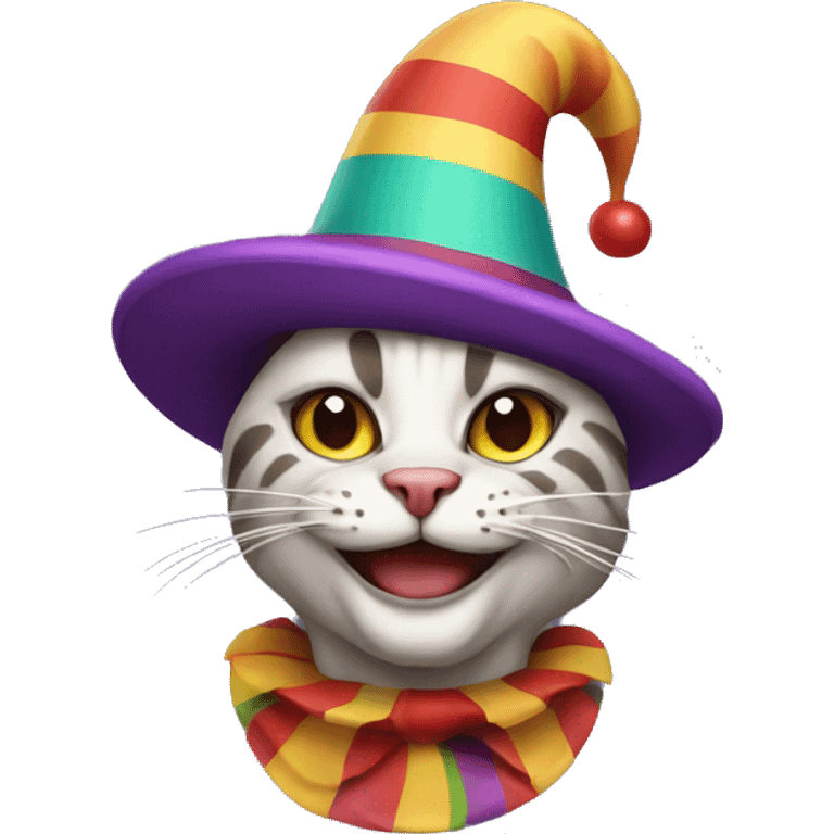 cat clown with jester hat emoji