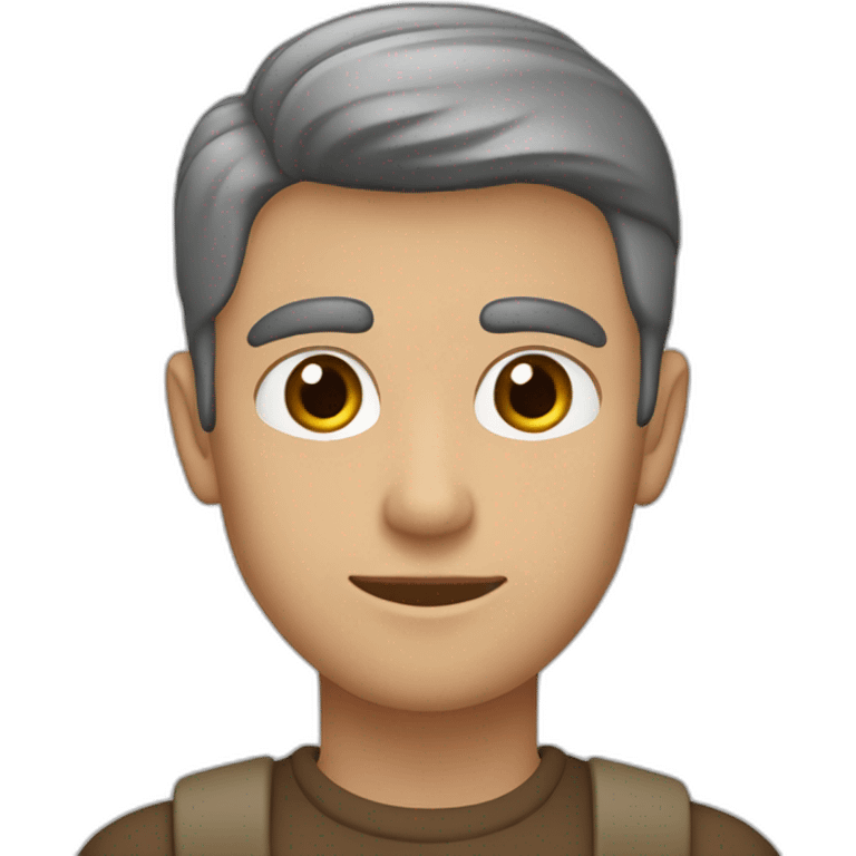 hombre joven de piel blanca, ojos marrones y tupé castaño emoji