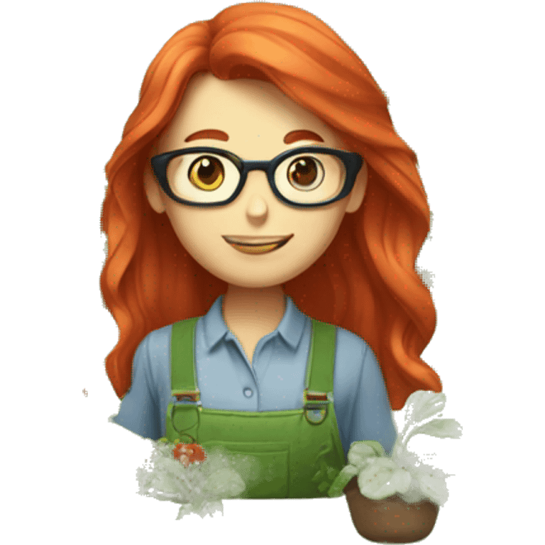 Female gardener with long red hair and glasses emoji