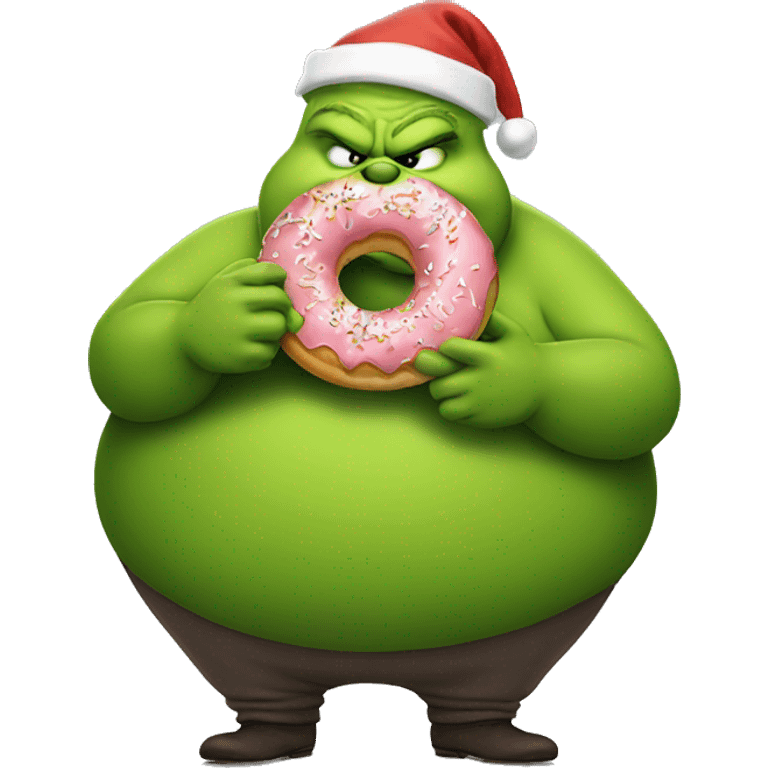 fat grinch eating a donut emoji