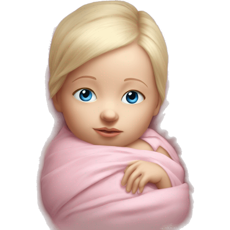 blue eyed blonde newborn girl realistic sleep pink emoji