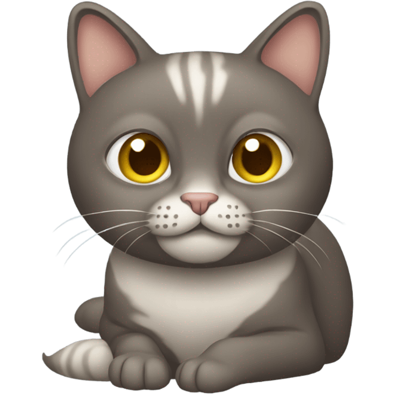 Brownish grayish Cat scrolling on phone  emoji