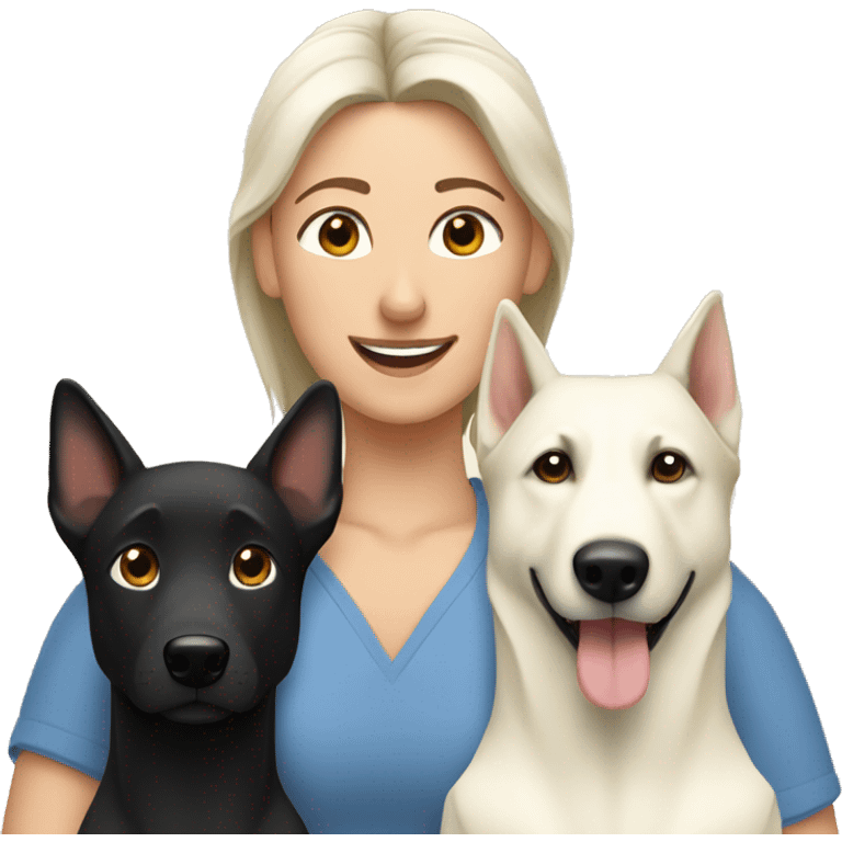 Wife husband with two white shepherd and one black labrador emoji