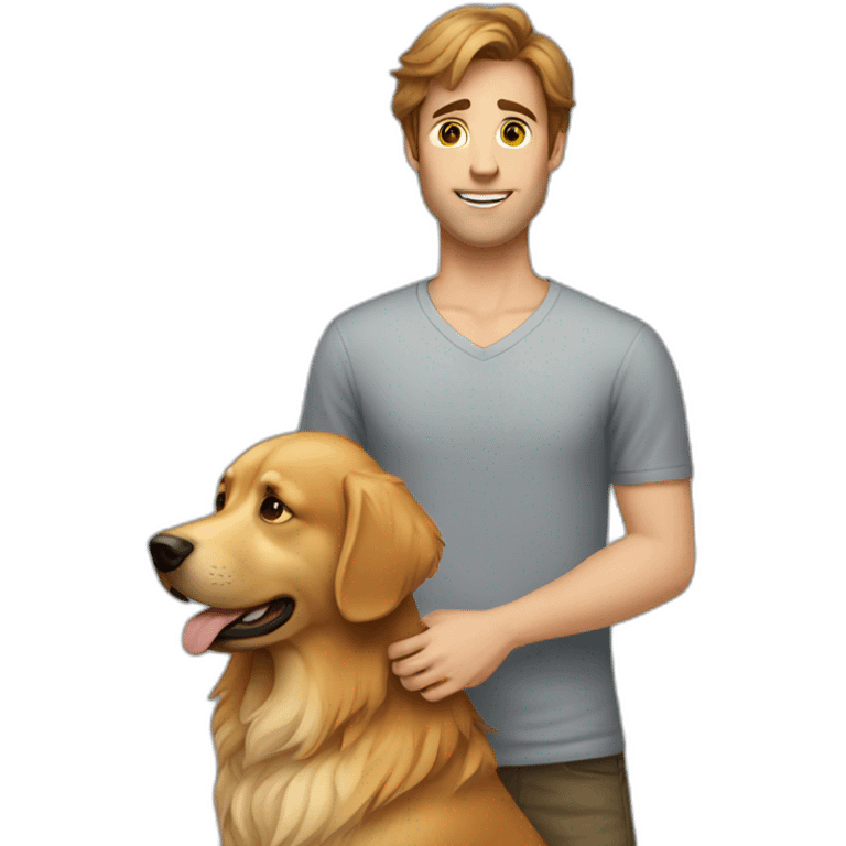 brown hair tall guy with golden retriever emoji