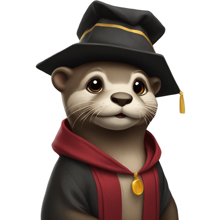 Otter wearing PhD robes and hat emoji