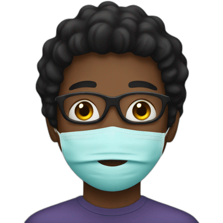 A black young man wearing a mask emoji