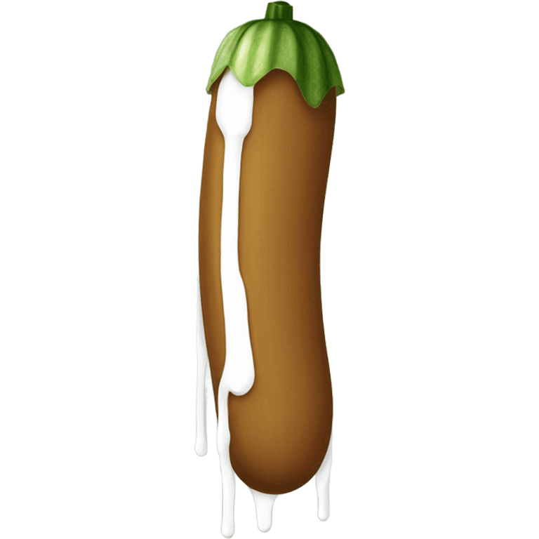 Brown skinny long cucumber with white paint dripping emoji