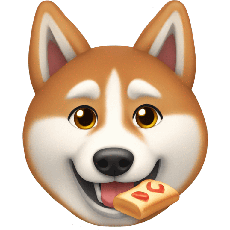  Red husky eating baguette bread that we see entirely  emoji