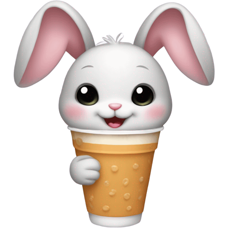 Bunny drinking boba emoji