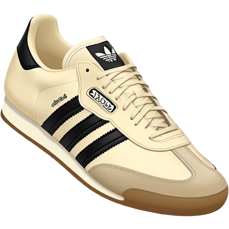 Cream and black adidas samba emoji