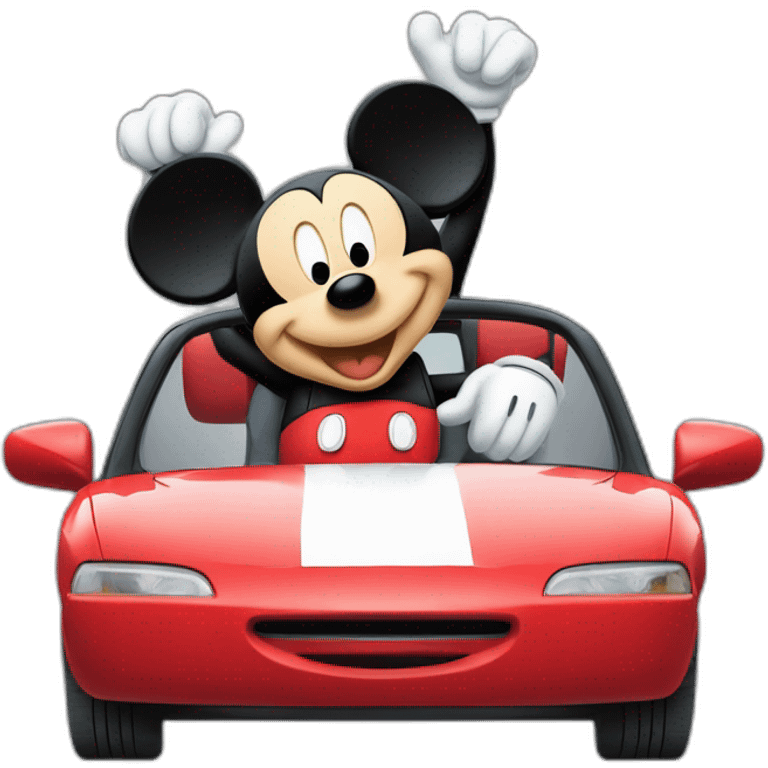 Mickey sur une voiture de sport emoji