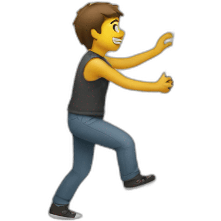 a person emoji seen from profile pushing a big rock emoji