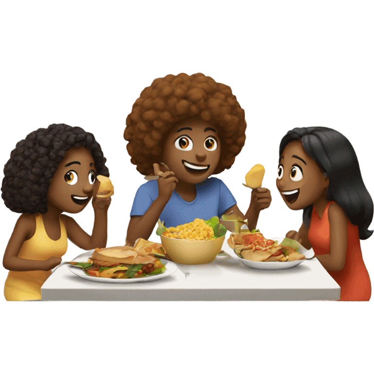 friends enjoying food together emoji