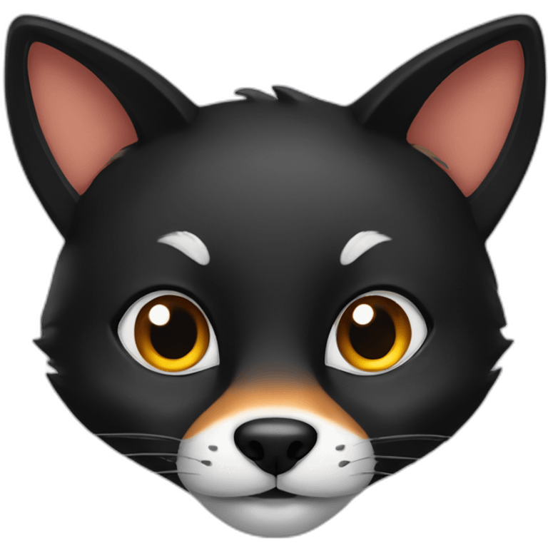 Black-cat-fox face-cute emoji