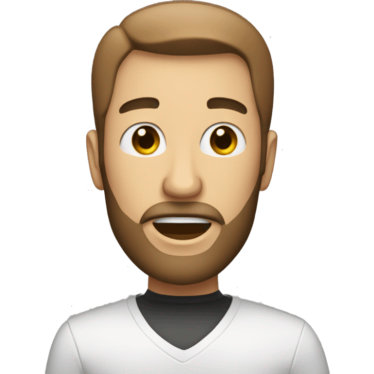 white male, short head, bearded, brown-eyed, sing in microphone  emoji