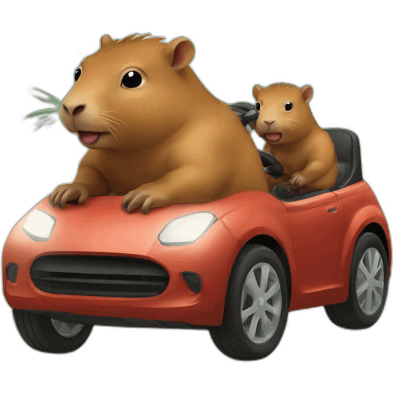 Capibara riding baby car emoji