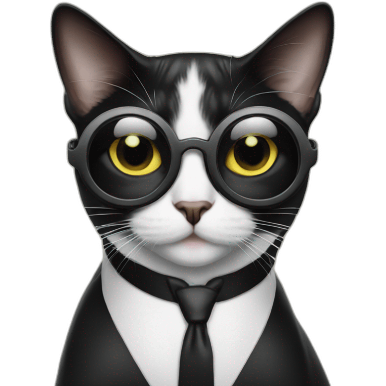 tuxedo cat wearing goggles emoji