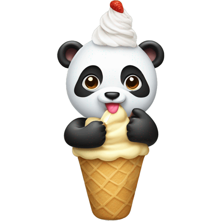 Panda eating ice cream emoji