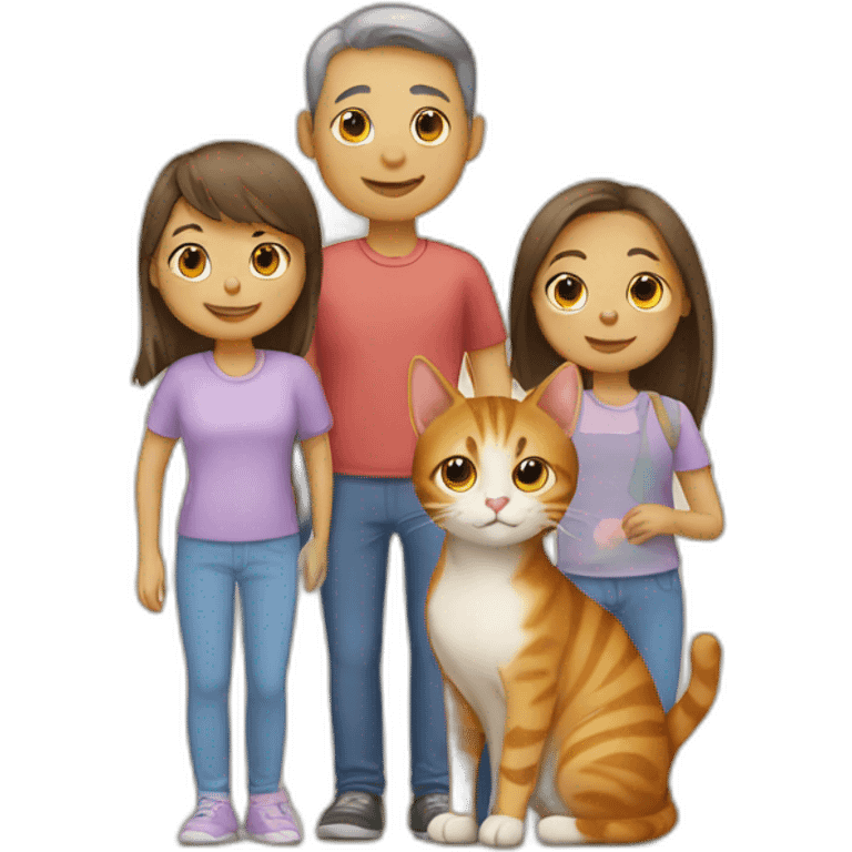 Cat with human’s family emoji