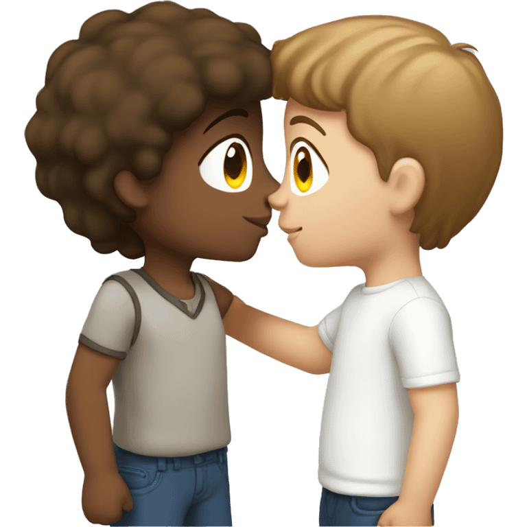 Brown hair, lighter skin girl kissing white boy with brown hair emoji