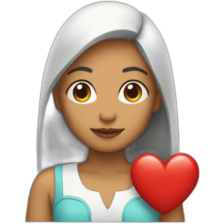 mujer con un corazon emoji