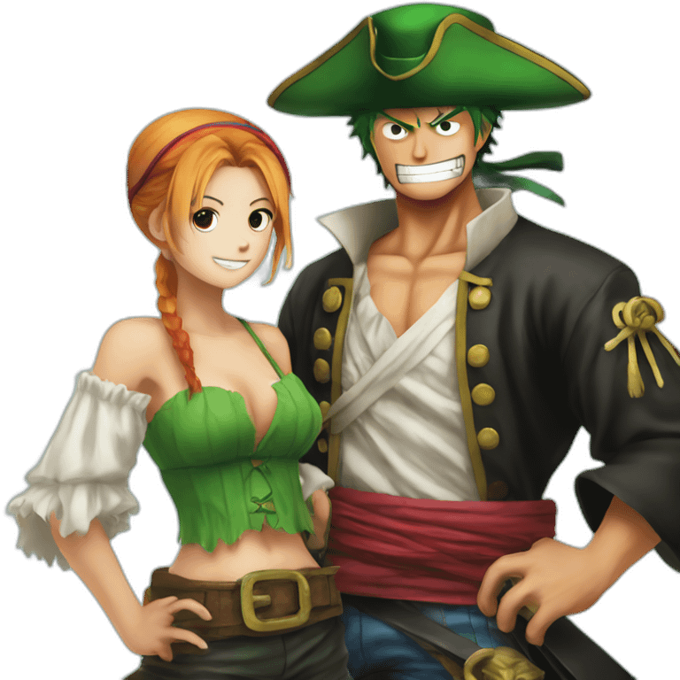 pirate luffy with Roronoa zoro emoji