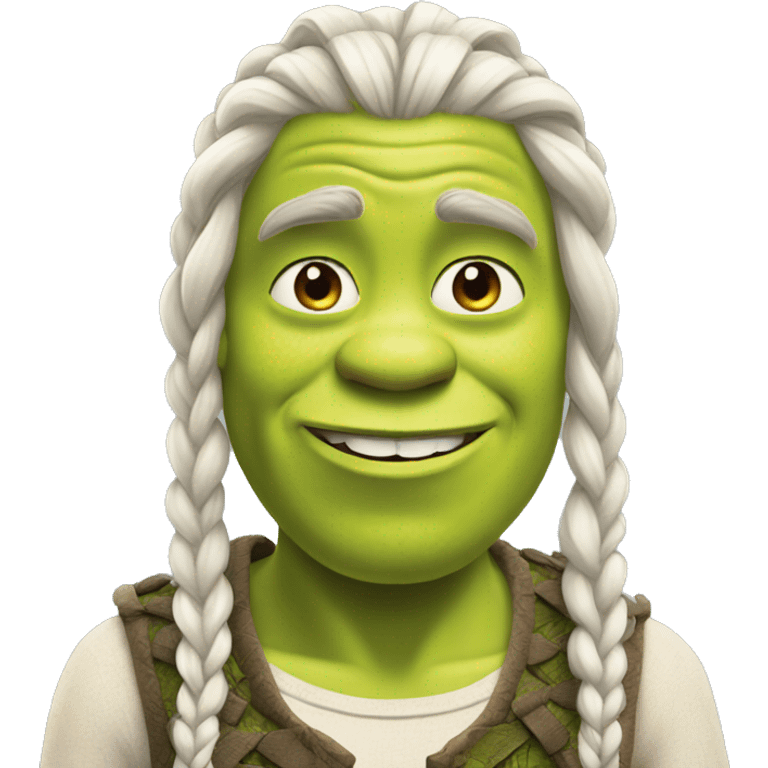 Shrek with white long braids emoji